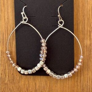 Silver and Brown Beaded Earrings
